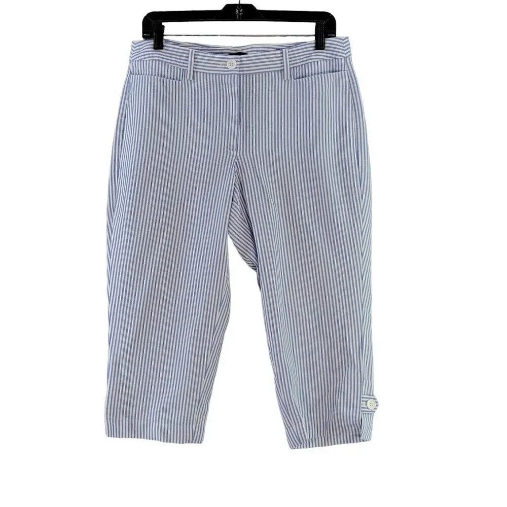 NWOT Talbots Stripe Cotton Cropped Pants Sz 6P